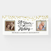 50 Jubiläum Dann & Jetzt Fotos Gold Confetti Banner (Horizontal)