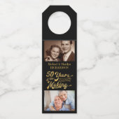 50. Jubiläum Dann und Jetzt Fotos Black & Gold Flaschenanhänger (Vorderseite)