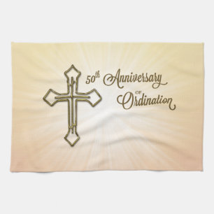 50. Jubiläum der Ordination, Gold Cross auf Star Handtuch