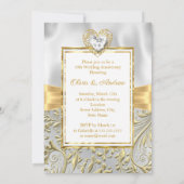 50. Jubiläum Diamant Heart Gold Bow Floral Einladung (Rückseite)