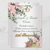 50. Jubiläum Einladung Wasserfarben Blume (Vorne/Hinten)