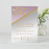 50. Jubiläum elegantes Gold Nugget & Light Pink Einladung (Stehend Vorderseite)