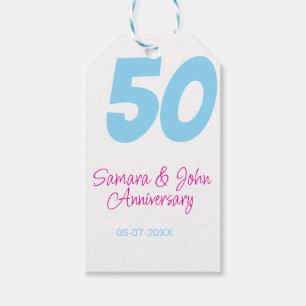 50. Jubiläum fett blau rosa Name Datum elegant Geschenkanhänger