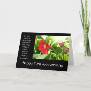 50. Jubiläum, floral, Bibelvers über Liebe Karte