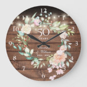 50. Jubiläum florale Rustikale Holzsaitenleuchten Große Wanduhr (Vorderseite)