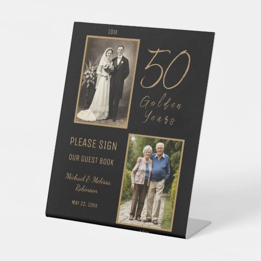 50. Jubiläum Gast Book Table Display Sign Sockelschild (Vorderseite)