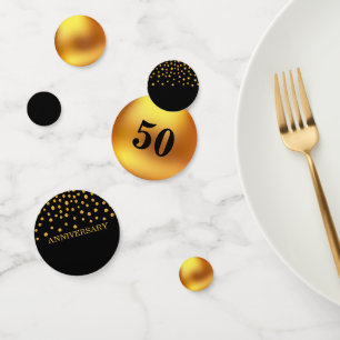 50. Jubiläum/Geburtstag Gold-Schwarze Tischkonfett Konfetti