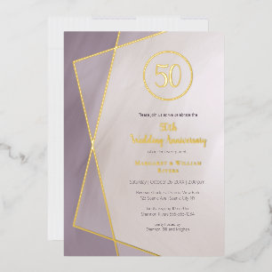 50. Jubiläum gedämpfter Pflaumen-Ton mit Gold Folieneinladung