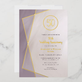 50. Jubiläum gedämpftes Pflaume mit Gold Folieneinladung