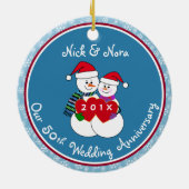 50. Jubiläum Geschenk Spaß Schnee Couple Weihnacht Keramikornament (Hinten)