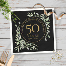 50. Jubiläum Gold-Aquarell-Grünzeug-Blätter