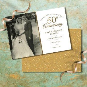 50. Jubiläum Gold Herz Konfetti Hochzeitsfoto Save The Date