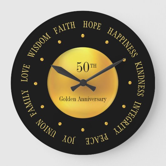 50. Jubiläum Gold und Schwarz Große Wanduhr (Vorderseite)