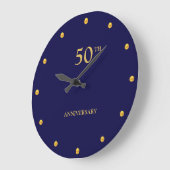 50. Jubiläum & Golden Dots auf Navy Blue Große Wanduhr (Winkel)