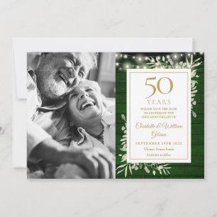 50. Jubiläum Green Wood Floral Lights Foto Save The Date