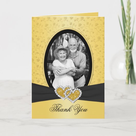 50. Jubiläum Hearts II Dankeschön-Karte (Foto) Dankeskarte (Vorderseite)