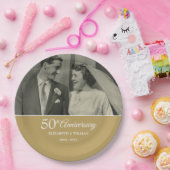 50. Jubiläum Hochzeit Foto Golden Paper Plate Pappteller (Party)
