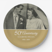 50. Jubiläum Hochzeit Foto Golden Paper Plate Pappteller (Vorderseite)