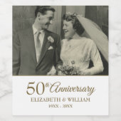 50. Jubiläum Hochzeit-Foto Weinetikett (Einzelnes Label)