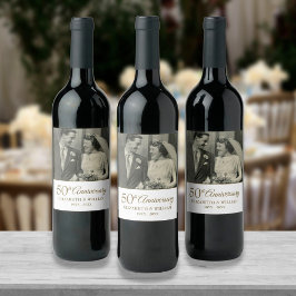 50. Jubiläum Hochzeit-Foto Weinetikett