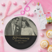50. Jubiläum Hochzeit Gold Black Foto Pappteller (Party)