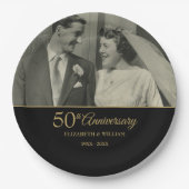 50. Jubiläum Hochzeit Gold Black Foto Pappteller (Vorderseite)