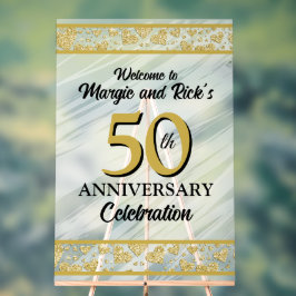 50 Jubiläum Imitats Golf Glitzer Begrüßungszeichen Acrylschild