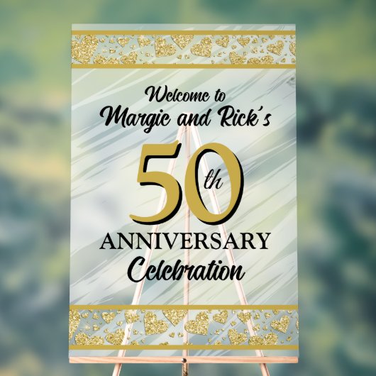 50 Jubiläum Imitats Golf Glitzer Begrüßungszeichen Acrylschild (Neutral)