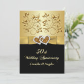 50 Jubiläum JoED Hearts Wedding Einladung 2 (Stehend Vorderseite)