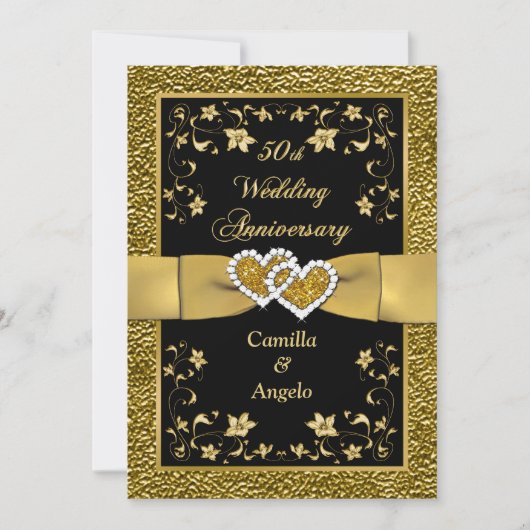 50 Jubiläum Josed Hearts Wedding Invite 3 Einladung (Vorderseite)