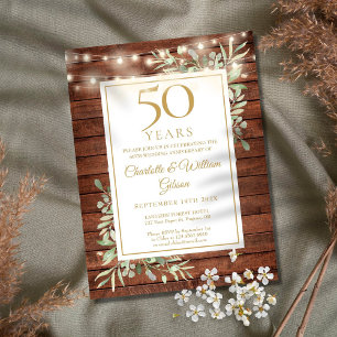 50. Jubiläum Lichterkette Holz Grün Einladung