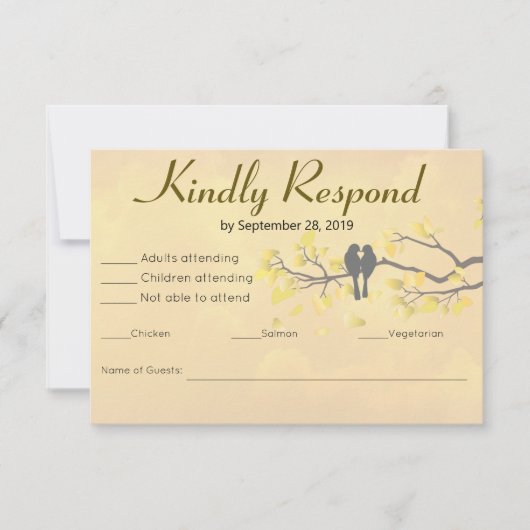 50. Jubiläum Liebesvögel RSVP Karte (Vorderseite)