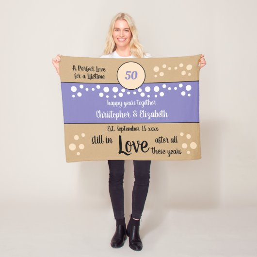 50. Jubiläum lila und Gold noch in Liebe Fleecedecke (Beispiel)