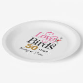 50. Jubiläum Love Birds Personalisiert Pappteller (Schrägansicht)