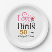 50. Jubiläum Love Birds Personalisiert Pappteller (Vorderseite)