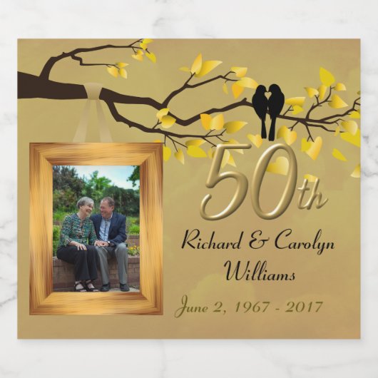 50. Jubiläum Lovebirds Sake-Label Schaumweinetikett (Einzelnes Label)