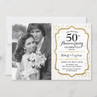 50. Jubiläum mit Foto - Elegant Gold White