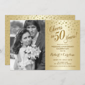 50. Jubiläum mit Foto - Gold Einladung (Vorne/Hinten)