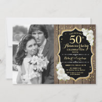 50. Jubiläum mit Foto - Rustikales Holz