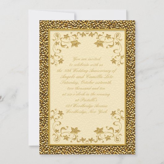 50. Jubiläum mit Goldenen Herz-Einladung Einladung (Rückseite)