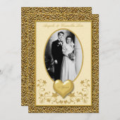 50. Jubiläum mit Goldenen Herz-Einladung Einladung (Vorne/Hinten)