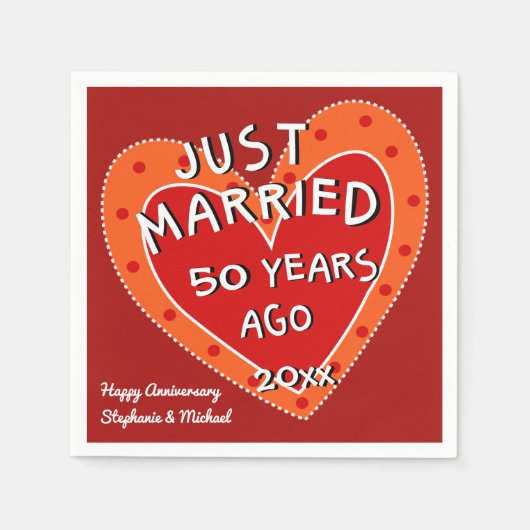 50. Jubiläum oder jedes Jahr Spaß Red Heart Party Serviette (Vorderseite)