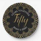 50. Jubiläum Papierplatte mit Goldakzenten Pappteller (Vorderseite)