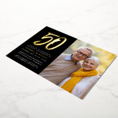 50. Jubiläum Party 1 Foto schwarzes Gold Folieneinladung (Gedreht)