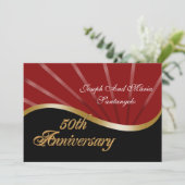 50. Jubiläum Party Einladung Gold rot (Stehend Vorderseite)