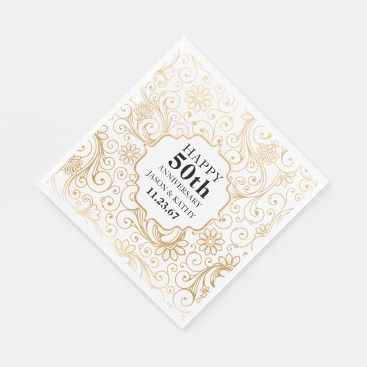 50. Jubiläum Party Goldwirbelmuster Serviette (Ecke)