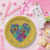 50. Jubiläum Partyware, Blumenherz, kundenspezifis Pappteller (Party)