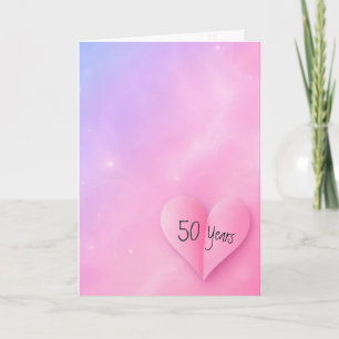 50. Jubiläum Rosa Gefaltetes Herz Karte