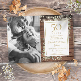 50. Jubiläum Rustikale Grünpflanzen Lichter Foto Save The Date
