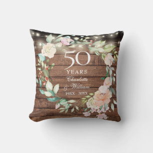 50. Jubiläum Rustikale Holz Blumen Lichterkette Kissen